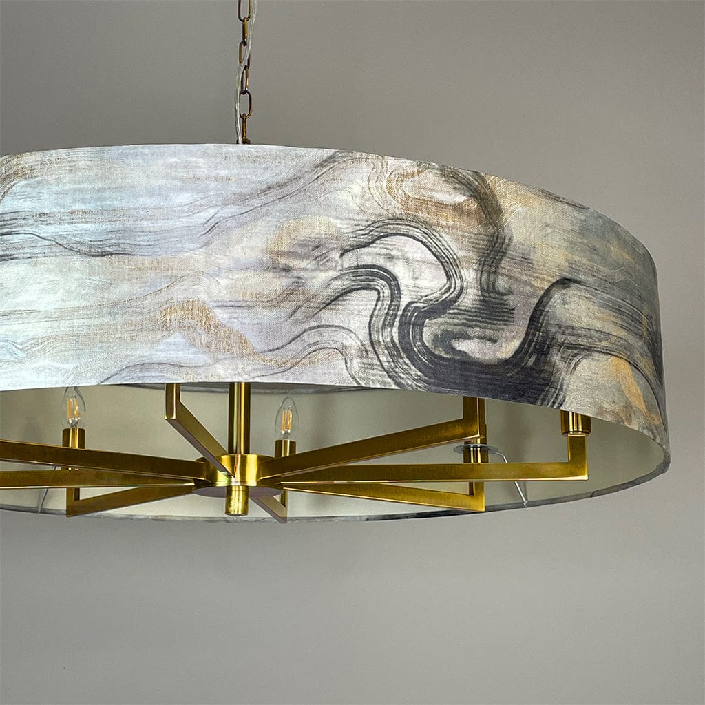 Circa 8 Light Antique Gold with Tessuto Nero Shade