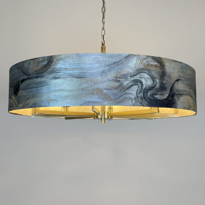 Circa 8 Light Antique Brass with Tessuto Nero Shade