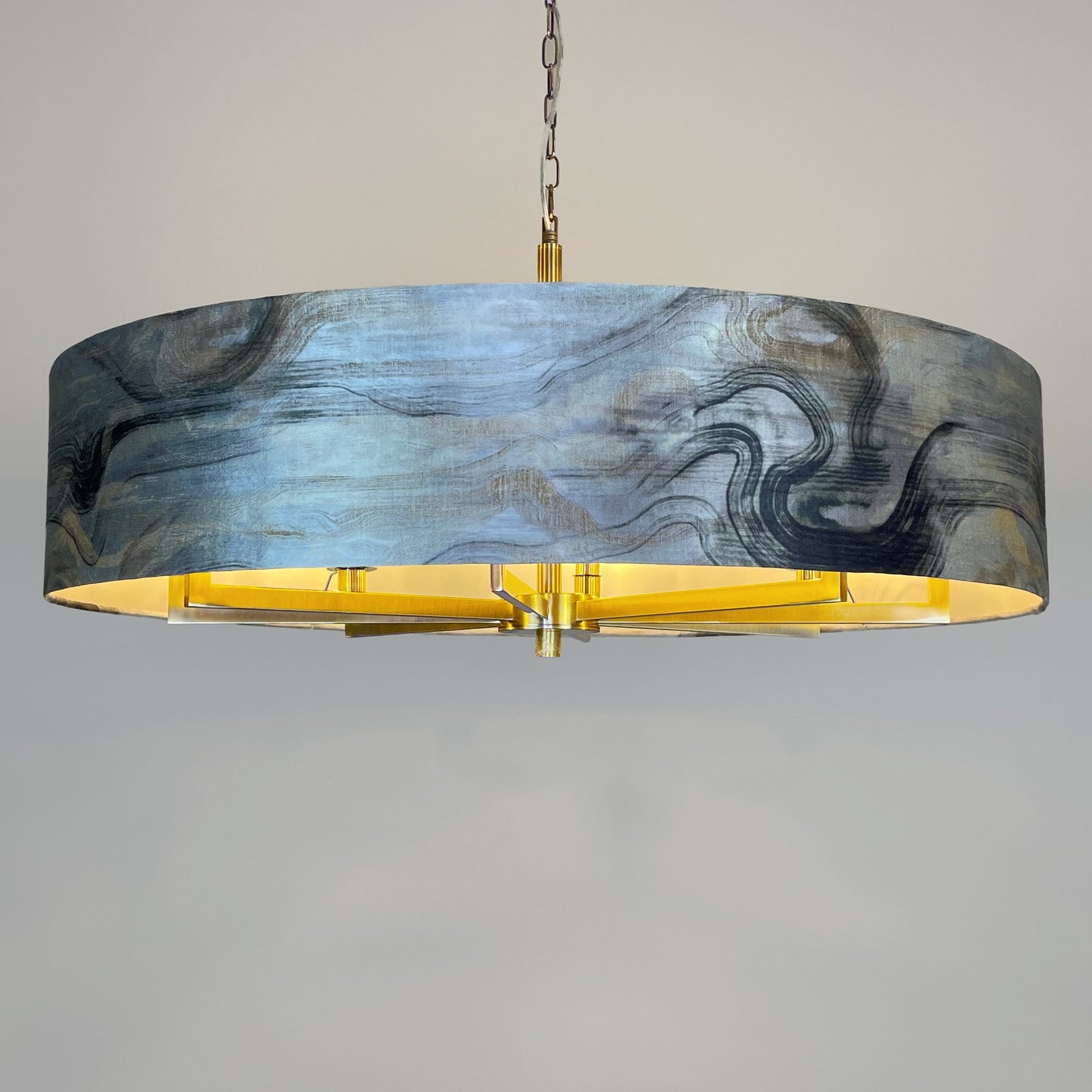 Circa 8 Light Antique Gold with Tessuto Nero Shade