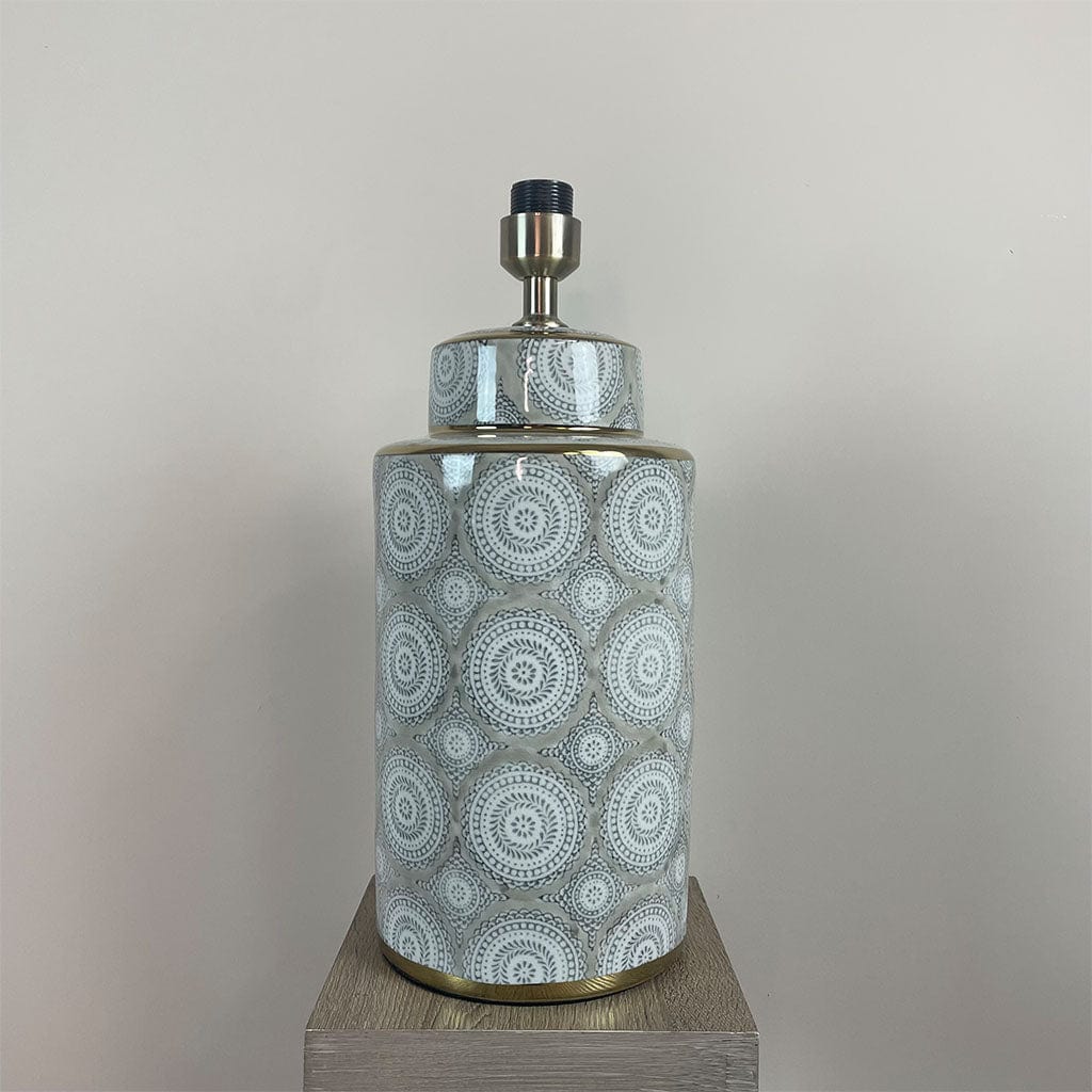 Circle Pattern Ceramic and Chrome Table Lamp