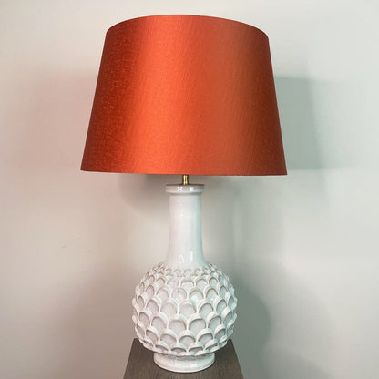 Edlyn White Reactive Glaze Table Lamp with Spice Tapered Shade