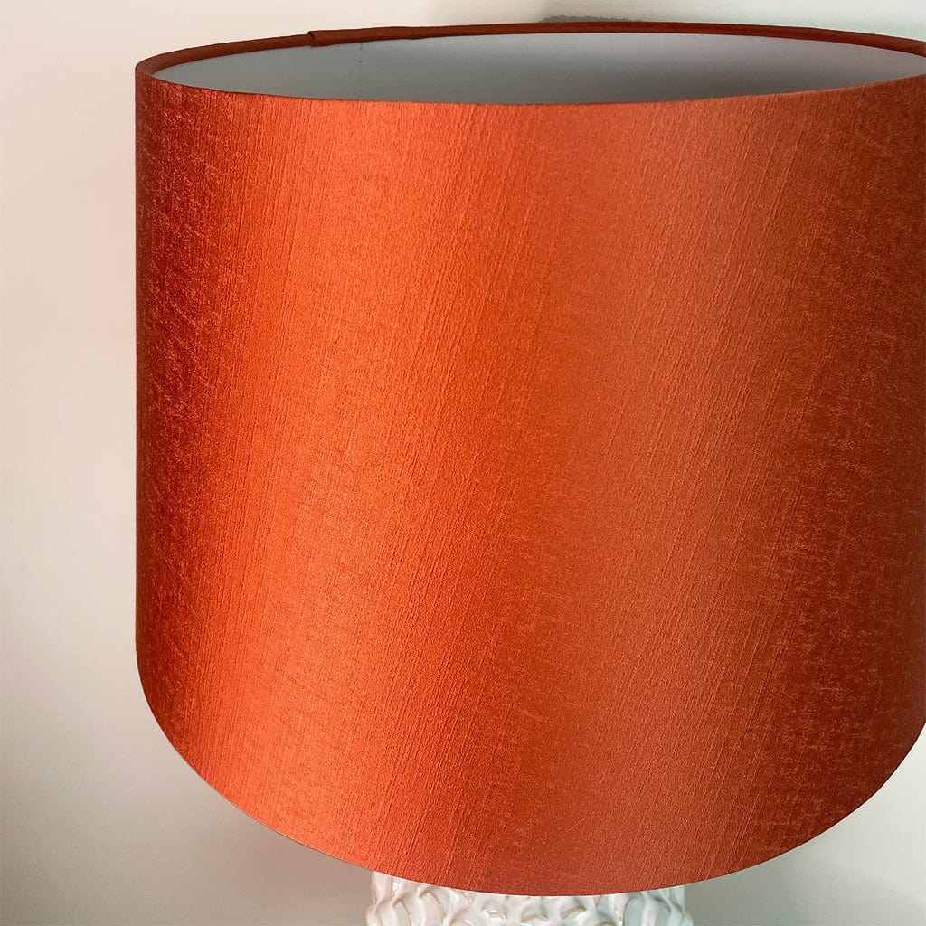 Edlyn White Reactive Glaze Table Lamp with Spice Tapered Shade