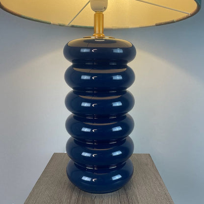 Nomad Blue Glass Table Lamp with Machu Picchu Mineral Lampshade