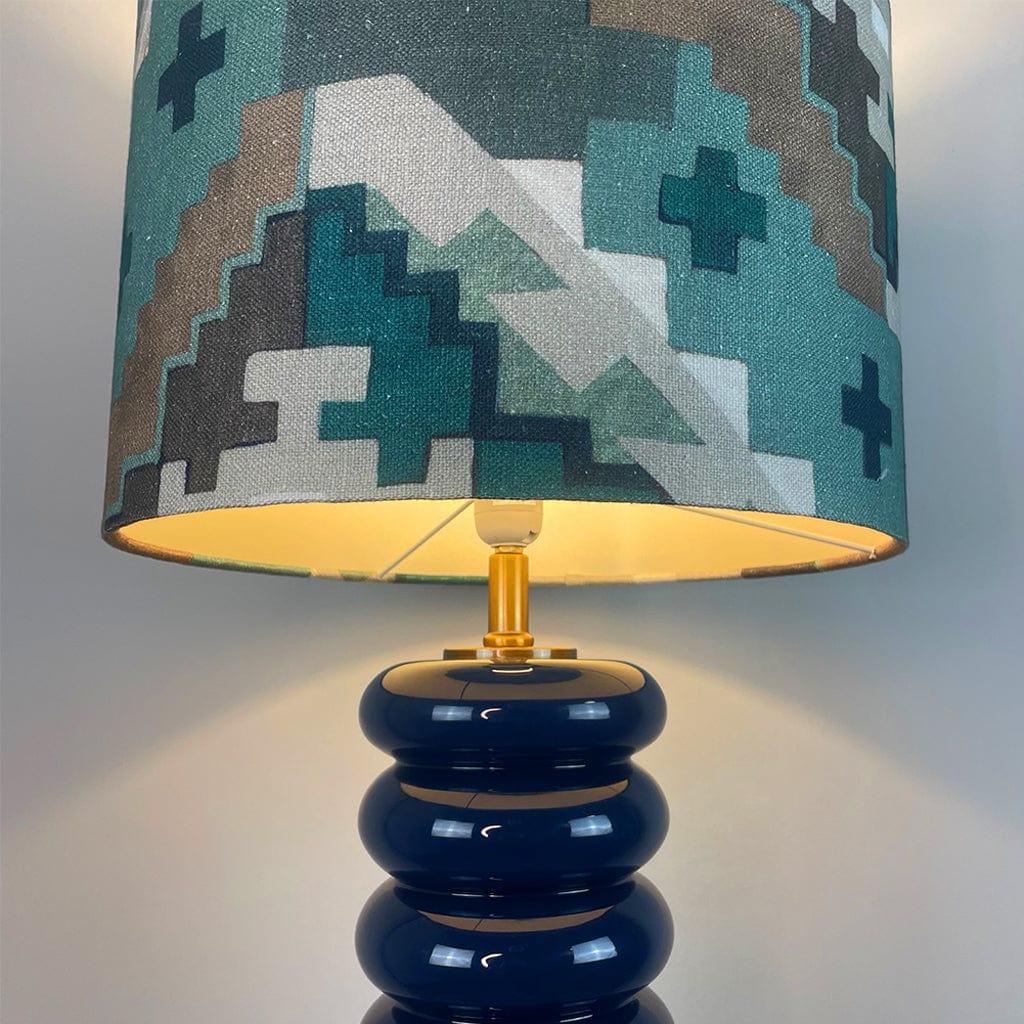 Nomad Blue Glass Table Lamp with Machu Picchu Mineral Lampshade