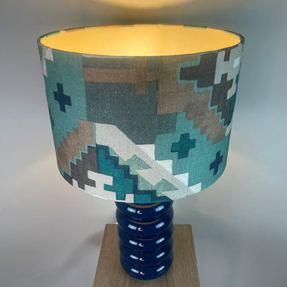 Nomad Blue Glass Table Lamp with Machu Picchu Mineral Lampshade