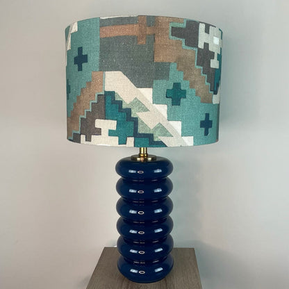 Nomad Blue Glass Table Lamp with Machu Picchu Mineral Lampshade