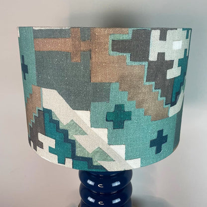 Nomad Blue Glass Table Lamp with Machu Picchu Mineral Lampshade