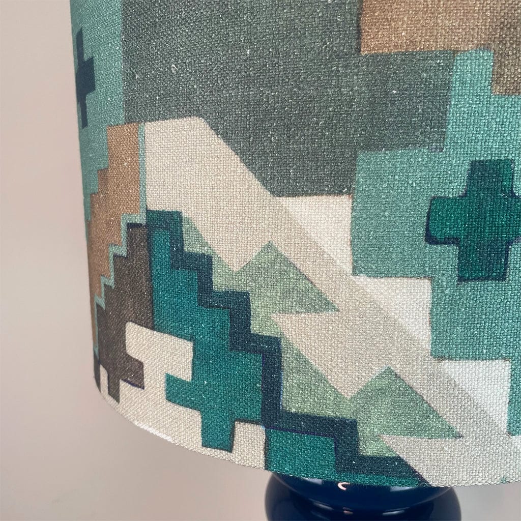 Nomad Blue Glass Table Lamp with Machu Picchu Mineral Lampshade