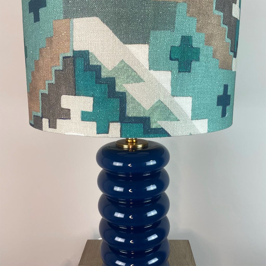 Nomad Blue Glass Table Lamp with Machu Picchu Mineral Lampshade