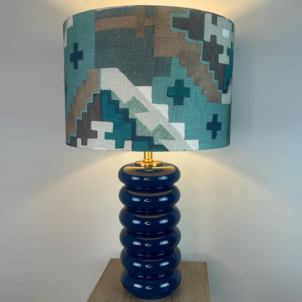 Nomad Blue Glass Table Lamp with Machu Picchu Mineral Lampshade