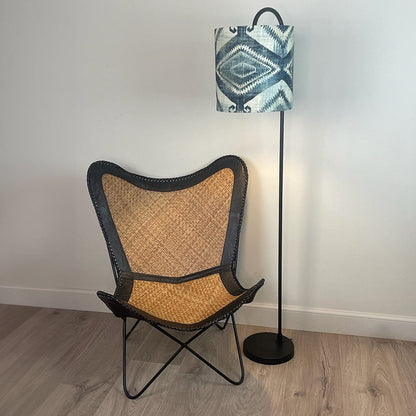 Black Idra Floor Lamp with Santa Cruz Indigo Lampshade