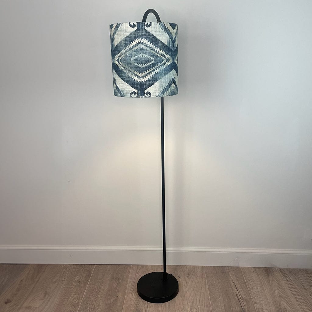 Black Idra Floor Lamp with Santa Cruz Indigo Lampshade