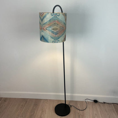 Black Idra Floor Lamp with Santa Cruz Teal Lampshade