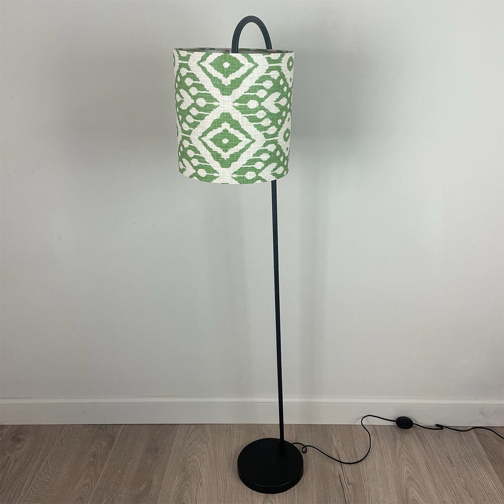 Black Idra Floor Lamp with Marrakesh Emerald Lampshade