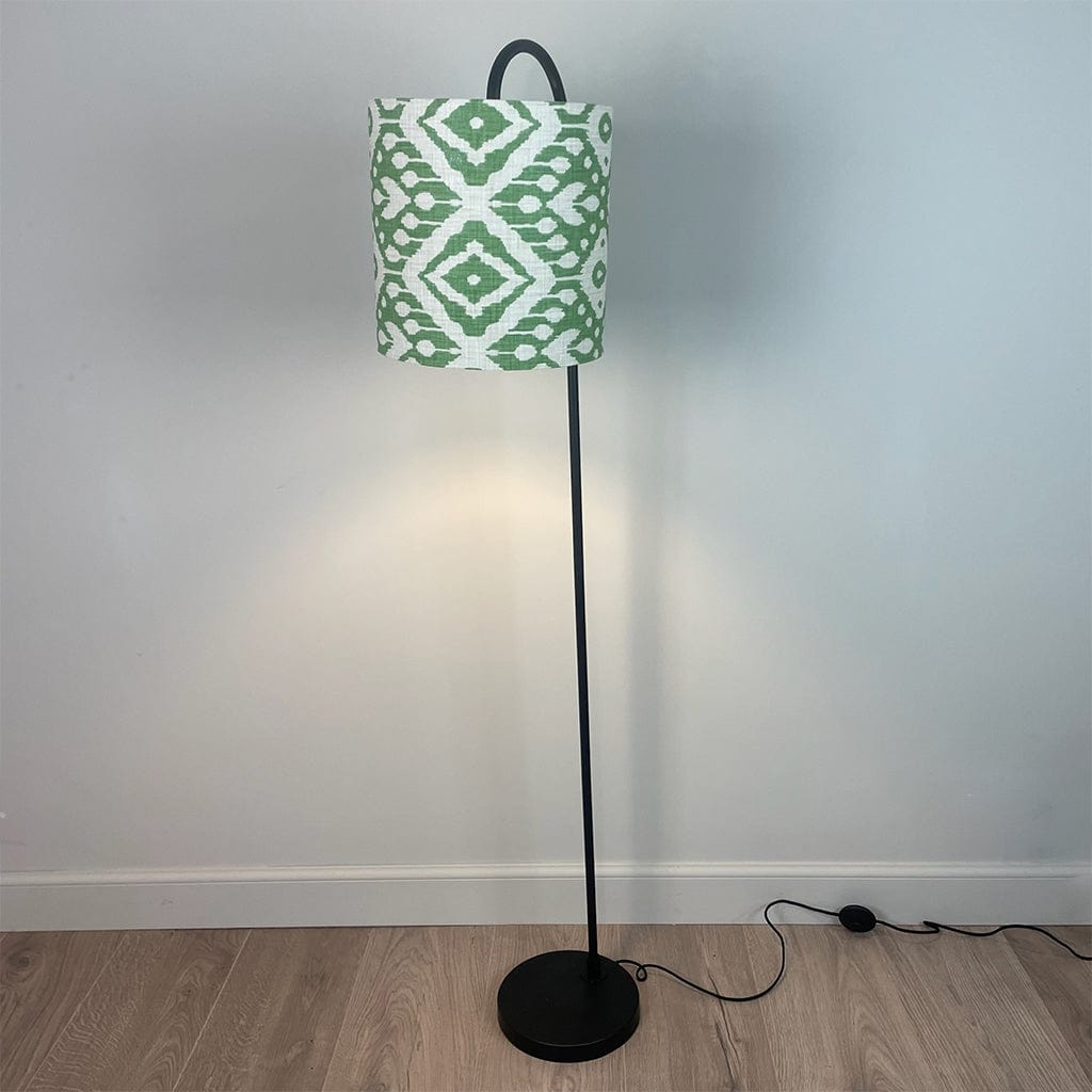 Black Idra Floor Lamp with Marrakesh Emerald Lampshade