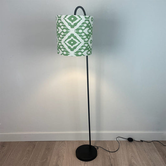 Black Idra Floor Lamp with Marrakesh Emerald Lampshade