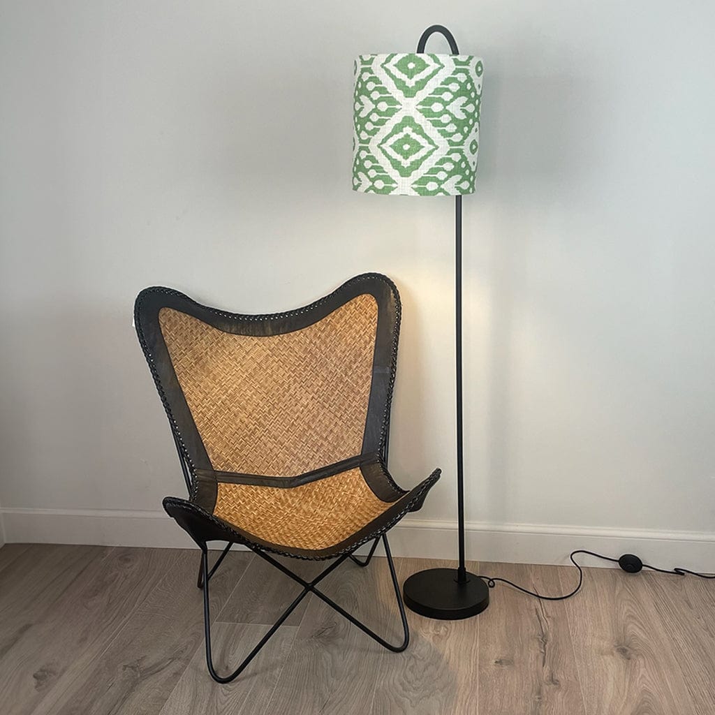 Black Idra Floor Lamp with Marrakesh Emerald Lampshade