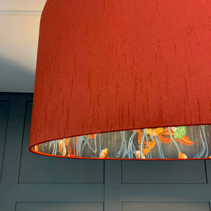 Electrified Astor Phoenix Faux Silk with Arte Koi Wallpaper Lining Lampshade