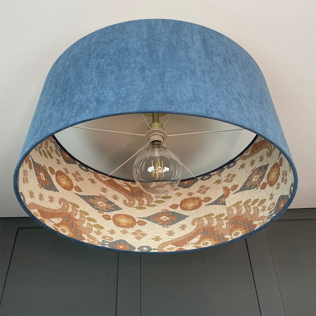 Electrified Boho Shell Ikat Fabric Shade with Ocean Outer