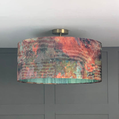 Electrified Chameleon with Anthology Metamorphic Amazonite Apatite Wallpaper Lined Lampshade