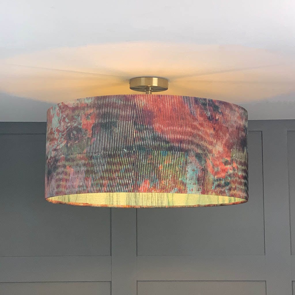 Electrified Chameleon with Anthology Metamorphic Amazonite Apatite Wallpaper Lined Lampshade