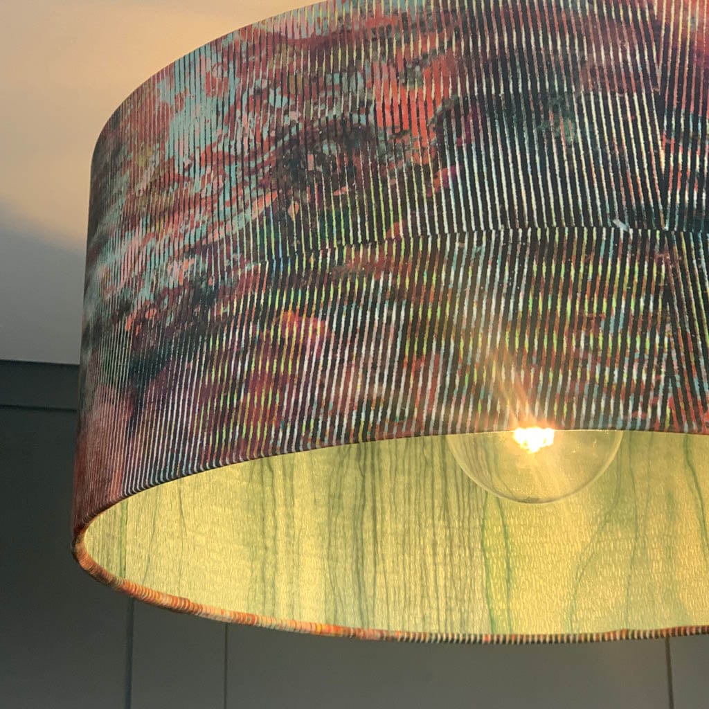 Electrified Chameleon with Anthology Metamorphic Amazonite Apatite Wallpaper Lined Lampshade