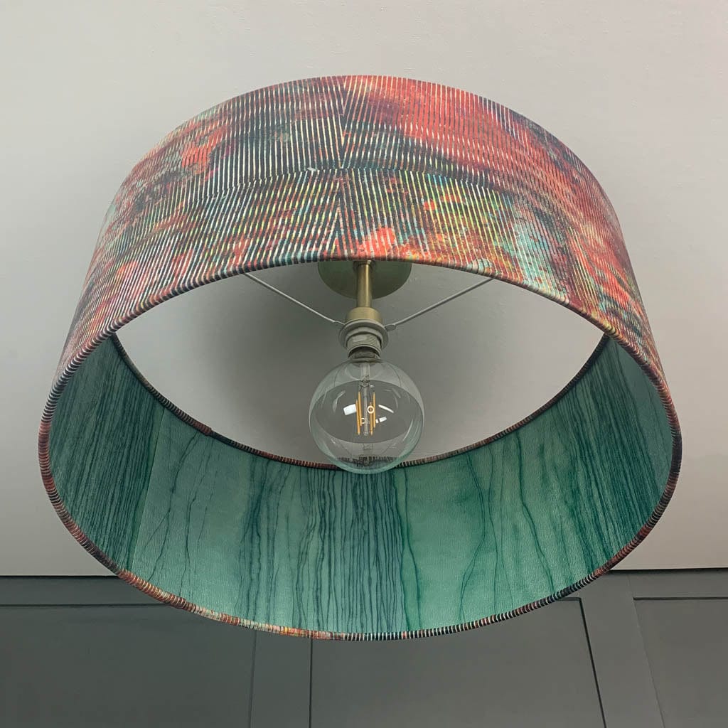 Electrified Chameleon with Anthology Metamorphic Amazonite Apatite Wallpaper Lined Lampshade