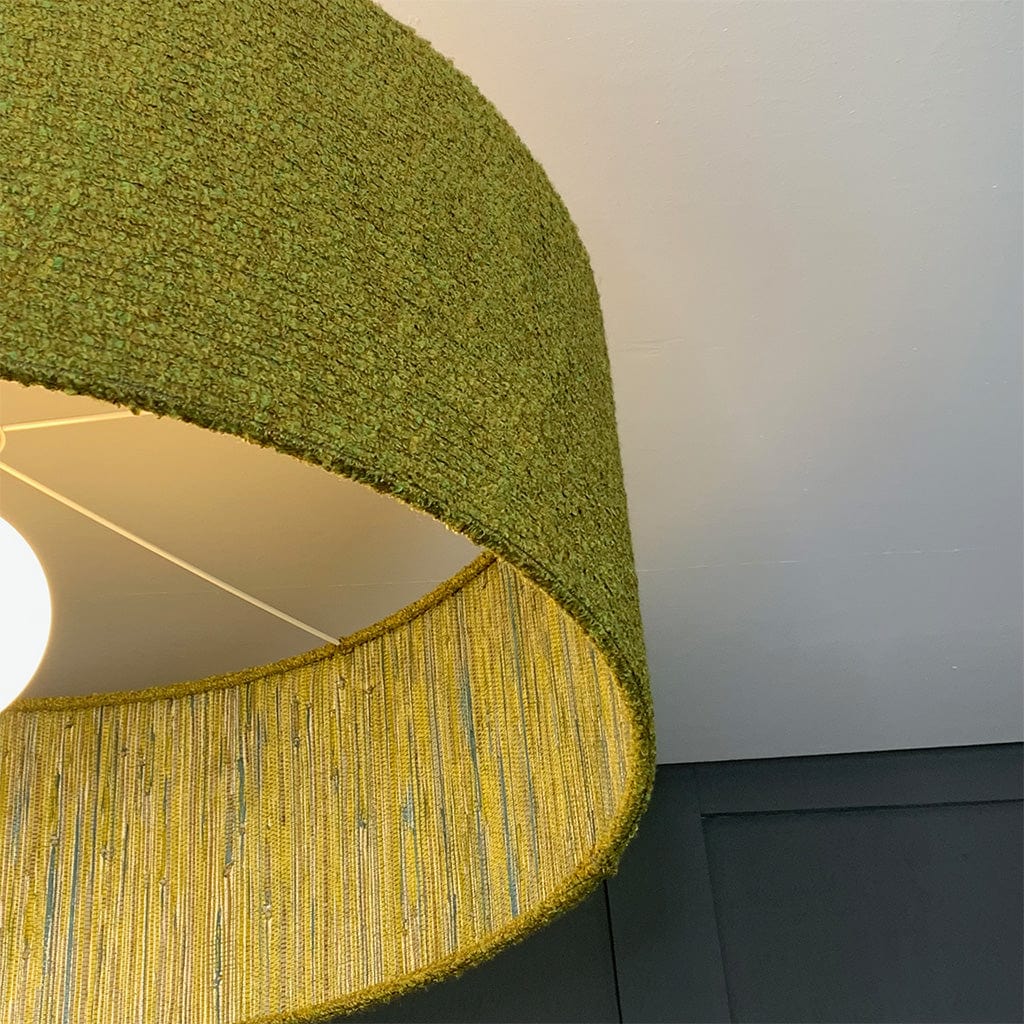 Electrified Citron Boucle Shade with Anthology Seri Citrus Wallpaper Lining