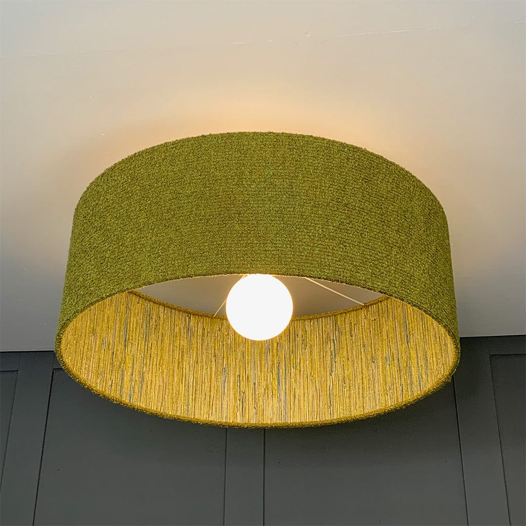 Electrified Citron Boucle Shade with Anthology Seri Citrus Wallpaper Lining