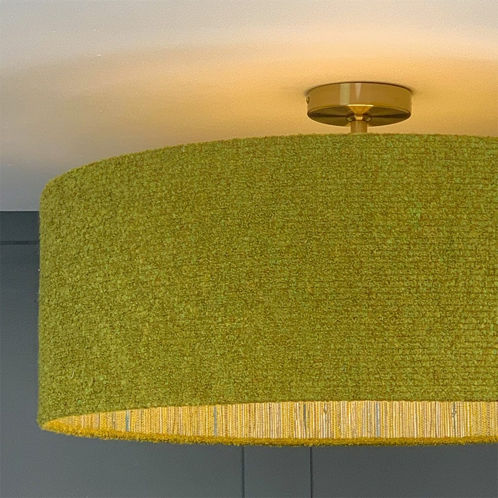 Electrified Citron Boucle Shade with Anthology Seri Citrus Wallpaper Lining