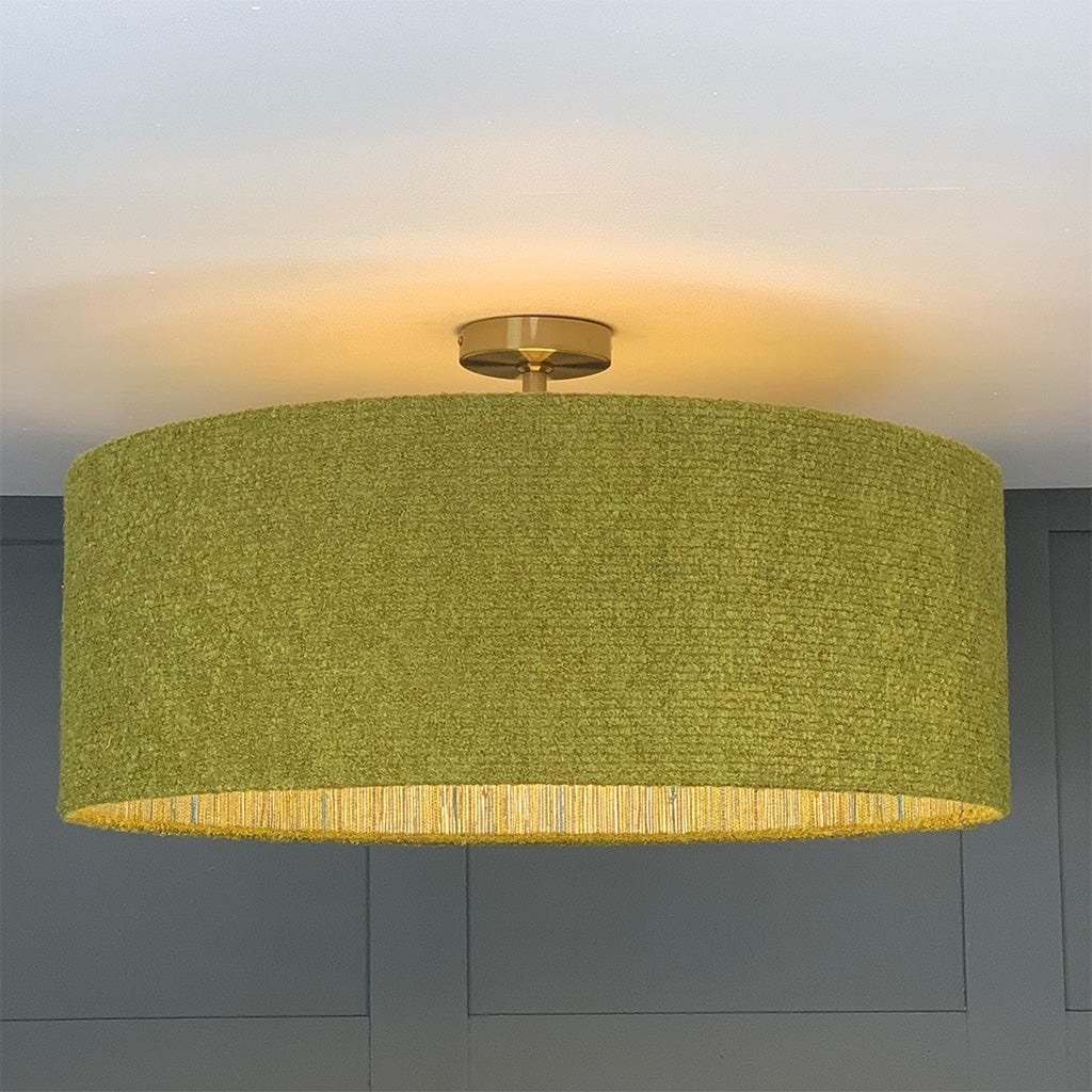 Electrified Citron Boucle Shade with Anthology Seri Citrus Wallpaper Lining