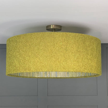 Electrified Citron Boucle Shade with Anthology Seri Citrus Wallpaper Lining