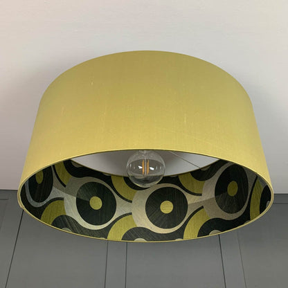 Electrified Green Silk Shade with Arte Queen Cobra Gold Wallpaper Lining Lampshade