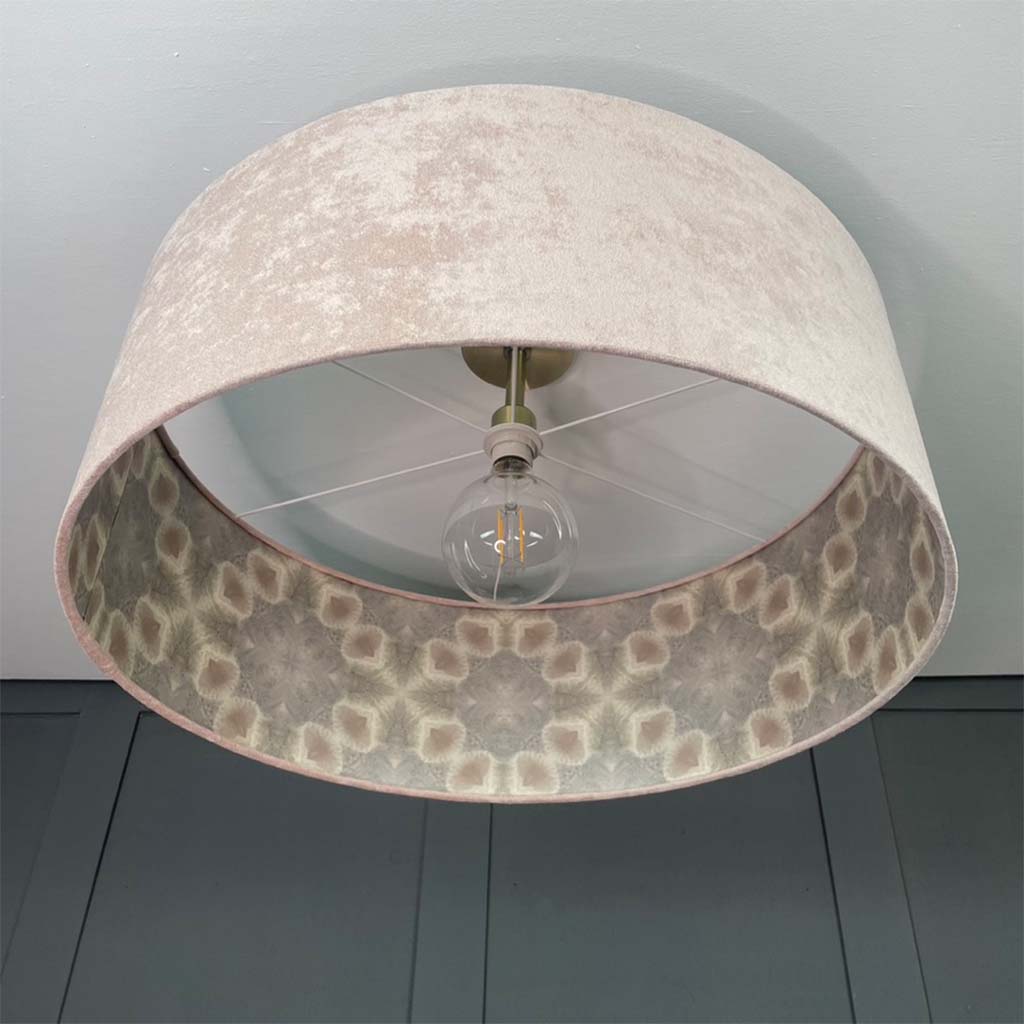Electrified Julia Clare Seashells Wallpaper Lined Lampshade with Pink Orchid Fabric