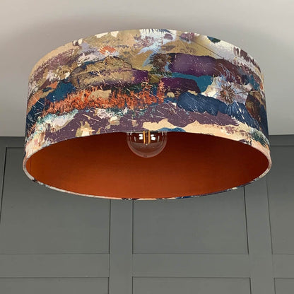 Electrified Mairi Helena Mirrored Storm Linen Dark with Burnt Orange Silk Lining Lampshade