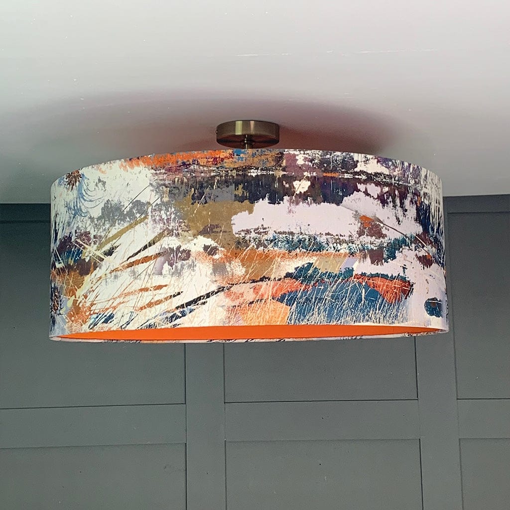 Electrified Mairi Helena Mirrored Storm Linen Light with Satsuma Lining