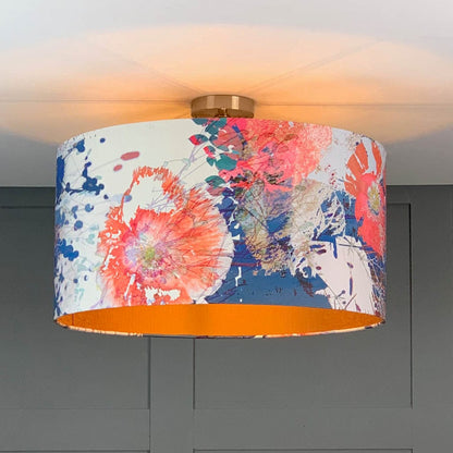 Electrified Mairi Helena Poppy Cloud Linen with Carnaby Bronze Lining Lampshade