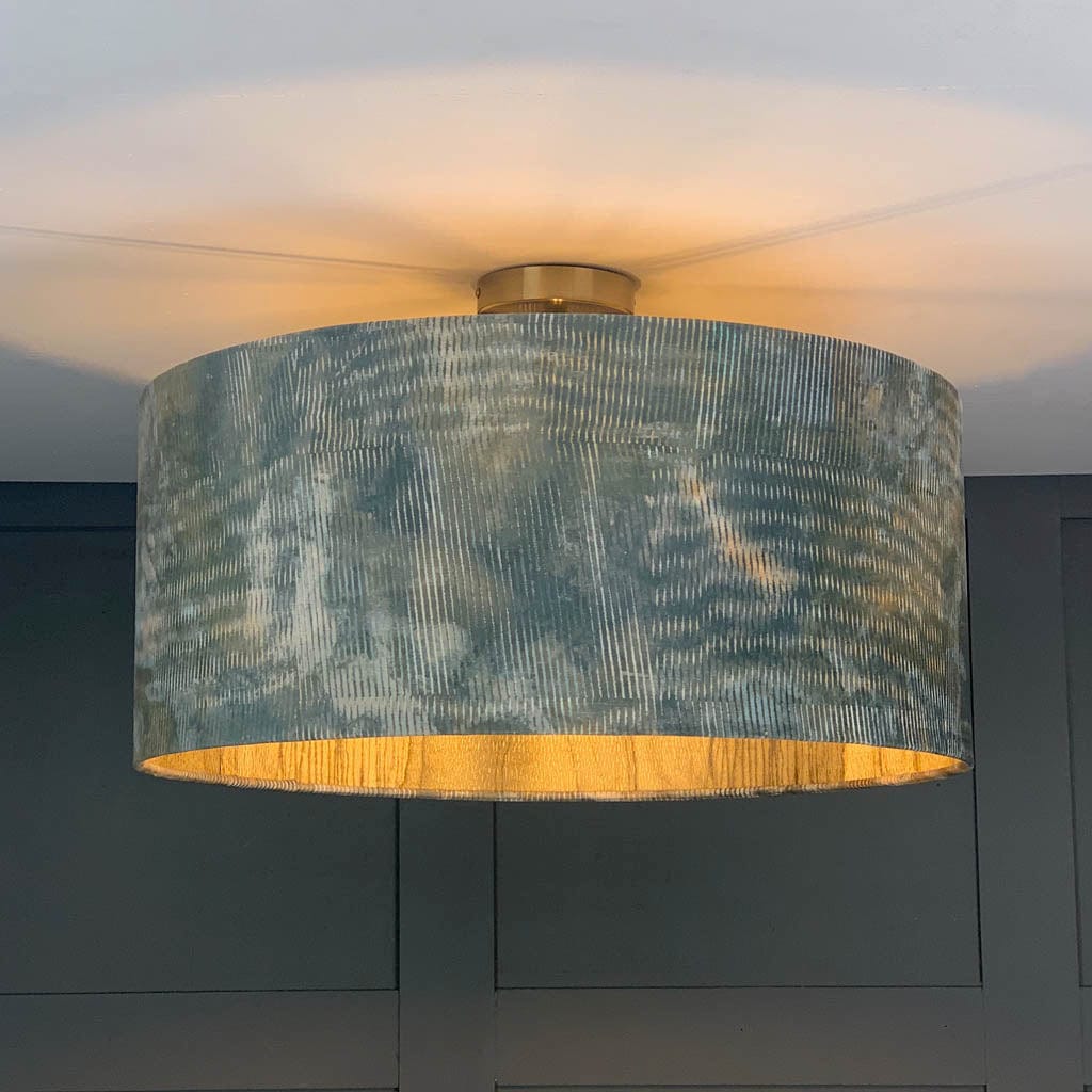 Electrified Agama with Anthology Metamorphic Gold Basalt Wallpaper Lined Lampshade