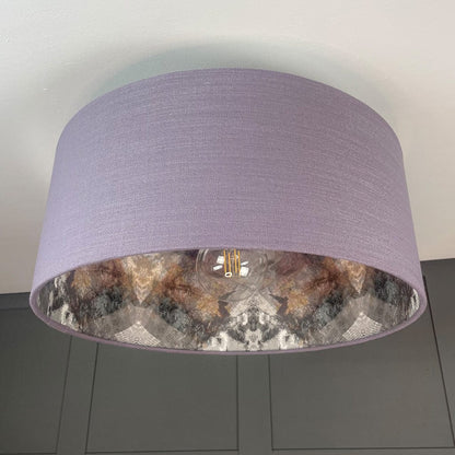 Electrified Saxon Violet Shade with Mairi Helena Scottish Flora Grey Thistle Wallpaper Lining