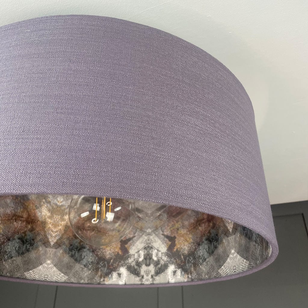 Electrified Saxon Violet Shade with Mairi Helena Scottish Flora Grey Thistle Wallpaper Lining