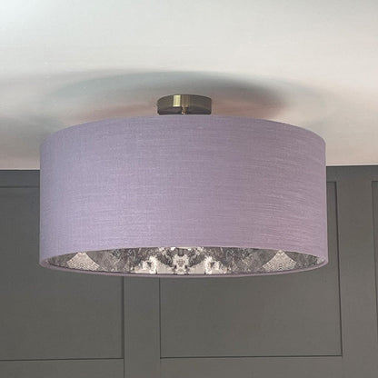 Electrified Saxon Violet Shade with Mairi Helena Scottish Flora Grey Thistle Wallpaper Lining