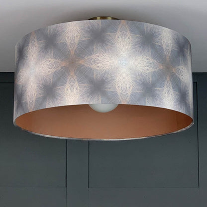 Electrified Julia Clare's Peacock Feather Linen in Warm Ash & Blue Shade with Malt/Neutral Silk Lining
