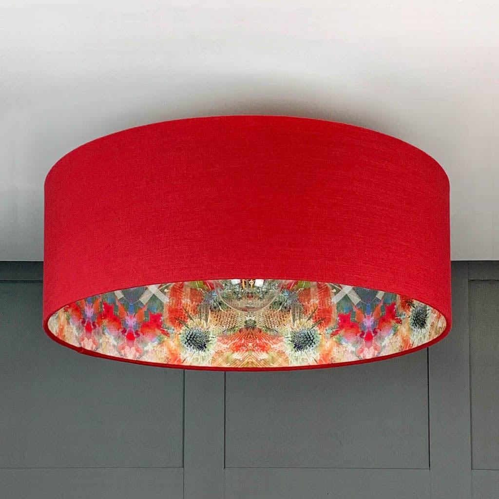 Electrified Saxon Cassis with Mairi Helena Summer Thistle Wallpaper Lining Lampshade