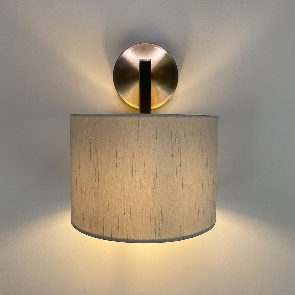 Emma Antique Brass Wall Light with Stockholm Faux Silk Shade