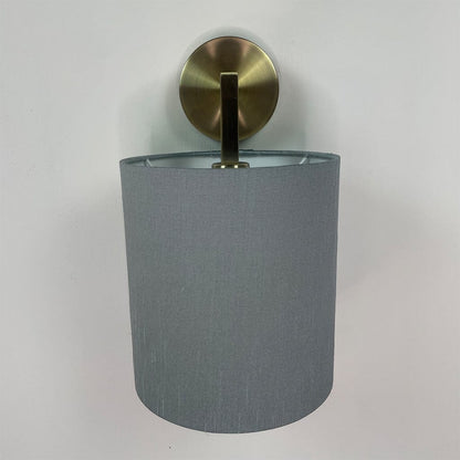 Emma Antique Brass Wall Light with Rainstorm Faux Silk Shade