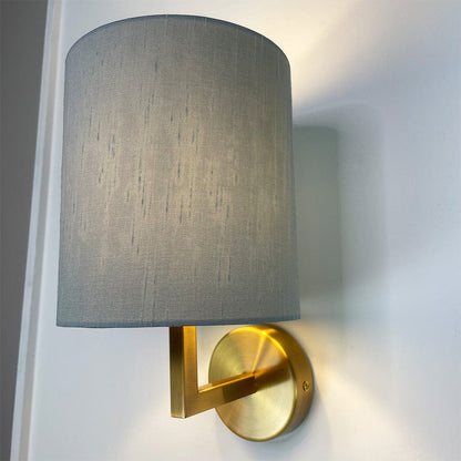 Emma Gold Wall Light with Rainstorm Faux Silk Shade