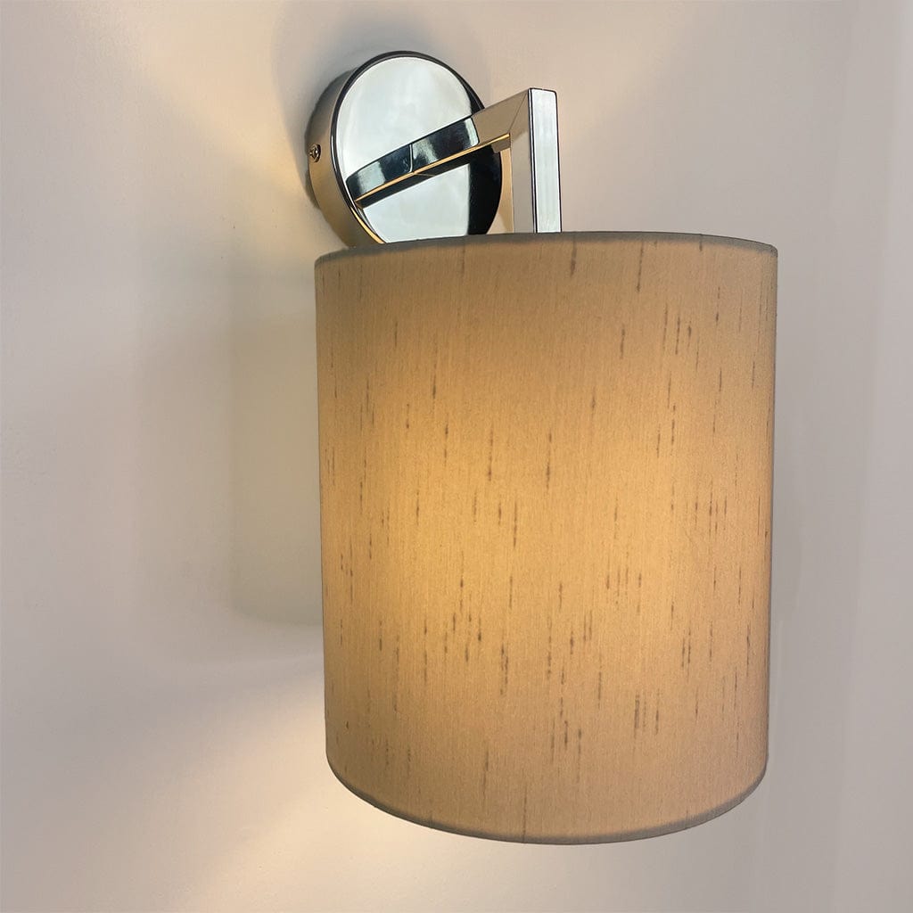 Emma Polished Chrome Wall Light with Stockholm Faux Silk Shade