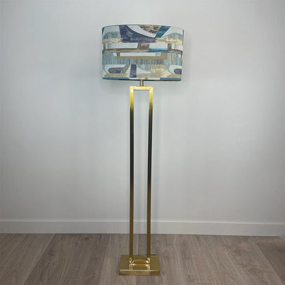 Fitzory Gold Floor Lamp with Berlin Teal Lampshade