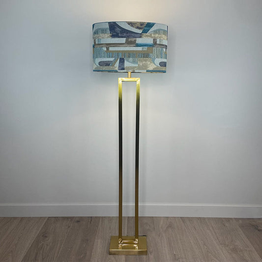 Fitzory Gold Floor Lamp with Berlin Teal Lampshade