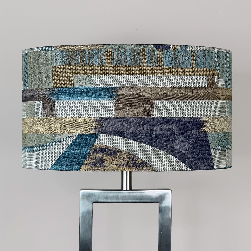 Fitzroy Brushed Steel Table Lamp with Berlin Teal Oval Shade